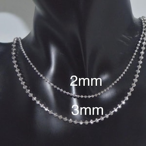 14k White Gold Ball Bead Chain | Dog Tag Necklace | Ball Chain - 14k White Gold Chain | Ball Bead Chain Italian Necklace 2,3,4 mm 16-24 in