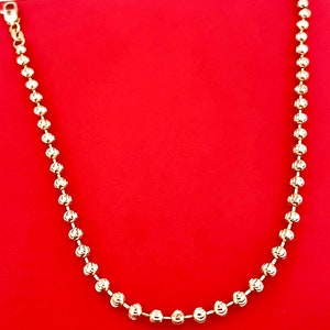 14k Real Solid Gold Ball Bead Chain Necklace, Dog Tag Army Necklace, Gold Ball Chain, 14k Yellow  Gold Chain, Ball Chain Necklace 3mm
