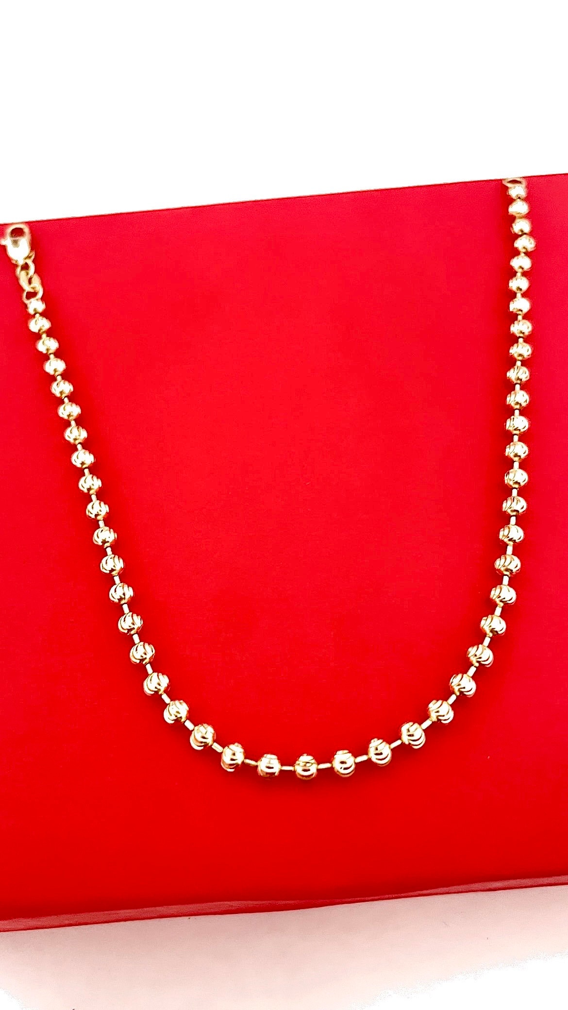 14k Gold Ball Bead Chain, SOLID Dog Tag Necklace, Army Chain, Gold Ball Chain, 14k Yellow Gold