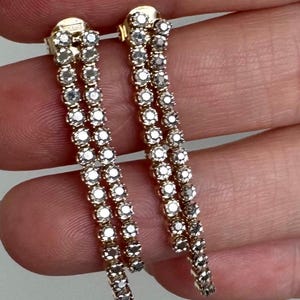 14k Yellow Gold Fancy Diamond Dangle Drop Cascade Earrings | Drop Gemstone Chain Earring | Gold Chain Dangle Earring | Long Chain Earring
