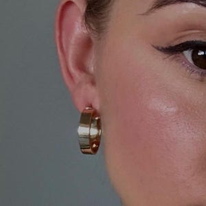 14k Gold Wedding Band Hoops | Minimalist Hoop Earrings | Gold Hoops | 14k Hoop Earrings | Huggie Hinged Hoop Earring | Gold Huggies
