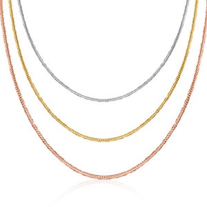 14k Solid Gold Franco Chain Necklace | Gold Chain Necklace | 14k Gold Necklace | Solid 14K Gold Franco Box Chain | Yellow White Rose 1.5mm