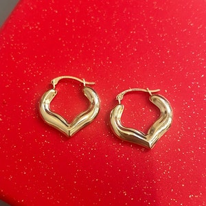 10k Real Gold Heart Huggies Small Hoop Earrings,Hoop Earrings Heart,10k Earrings, Minimalist Earrings, Gift For Her