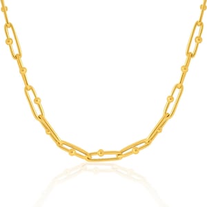 14K Gold Link Chain Necklace | Paperclip Necklace | Paperclip Chain Necklace | Gold Link Chain | Link Chain Choker | JAX Paper Clip Necklace