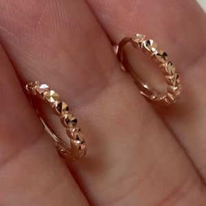 14k Real ROSE Gold Hoops, Small Rosé Gold Hoops Earrings - 14k Diamond Cut  Hoop Earrings - Gold Hoops 14k