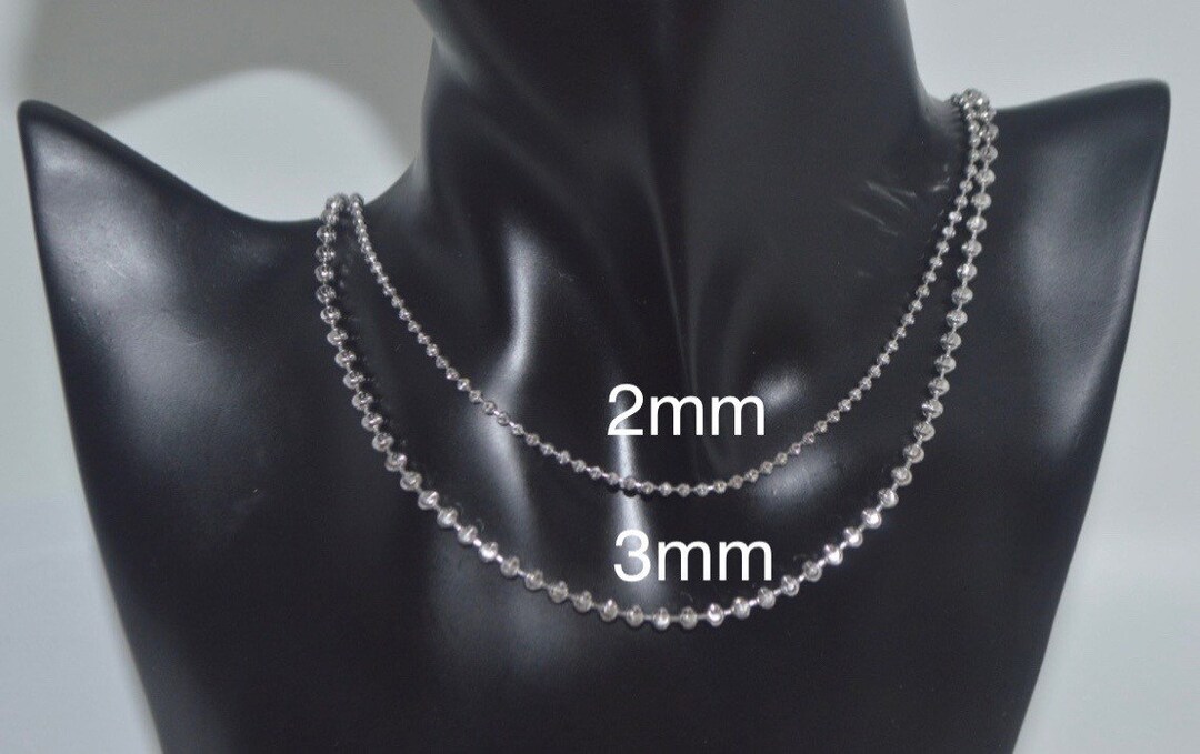 14k Gold Ball Bead Chain, SOLID Dog Tag Necklace, Army Chain, Gold Ball