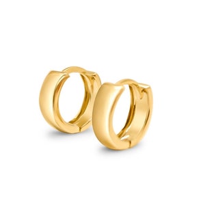 10K Yellow Gold Huggie Hoops Earrings | 10k Solid Gold Plain Huggie Earrings | Everyday Gold Huggie Hoops | Minimalist Gold Hoops