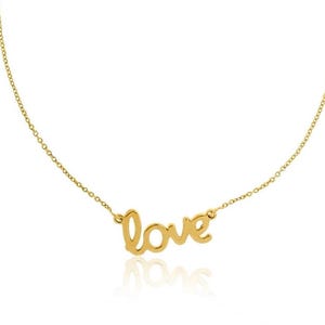 Colar delicado com inicial de amor e nome em ouro amarelo 14k | Colar de corrente com inicial | Colar personalizado para mulheres | Colar com letras |