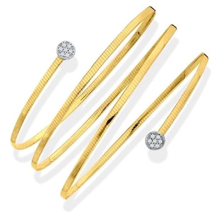 14k Yellow Gold Diamond Omega Coil Wrap Bangle Cuff Bracelet | Classic Gold Bangle | Real Gold Bracelet | Gold Cuff bracelet | Gold Bracelet