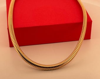 14k Yellow Gold Tubogas Snake Chain Necklace | Fancy Gold Tubogas Choker Link | Minimalist Gold Necklace | Gold Bracelet 5mm, 7-17Inch