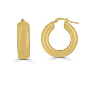 14k Yellow Gold Fancy Classy Hoops | Chunky Hoop Earrings | Gold Hoops | 14k Hoop Earrings | Huggie Hinged Hoop Earring | Gold Huggie