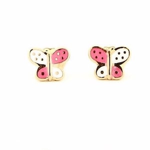 Butterfly Gold Stud Earrings, 14k Gold Stud Earrings, Butterfly Kids Earrings