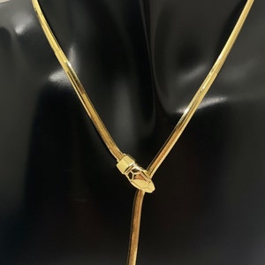 14k Yellow Gold Herringbone Chain Necklace | Flat Snake Chain Necklace | Serpent Link Fancy | 14k Gold Snake Chain | Chunky Gold Necklace