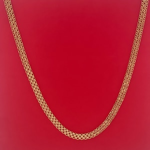 14k Real Solid Gold Bismarck Kettenhalskette, Damen Fancy Bismark Gliederkette 3,5 mm 16,18,20 Zoll