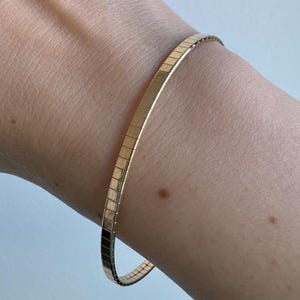 14K Yellow White Rose Gold Omega Bracelet | 14k Gold Bangle | Cuff Bracelet | Gold Strap Bracelet |