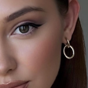 14K Yellow Gold Paperclip Link Drop Earring | Gold Paperclip Earrings | Paperclip Hoop Earrings | Statement Earrings | Mothers Days Gift