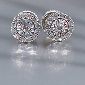14k White Gold Moissanite Diamond Stud Earrings | Everyday Earrings | Minimalist Earrings | Flat Back Labret Stud | Moissanite Tragus stud