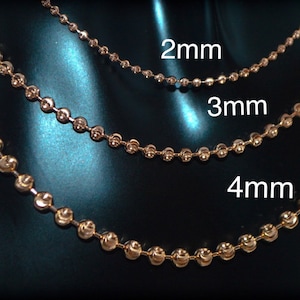 14k Gold Ball Bead Chain Necklace | Ball Link Chain | Gold Ball Chain | Ball Chain Necklace | Gold Chain for Charm, 2mm 3mm 4mm, 16-26 Inch