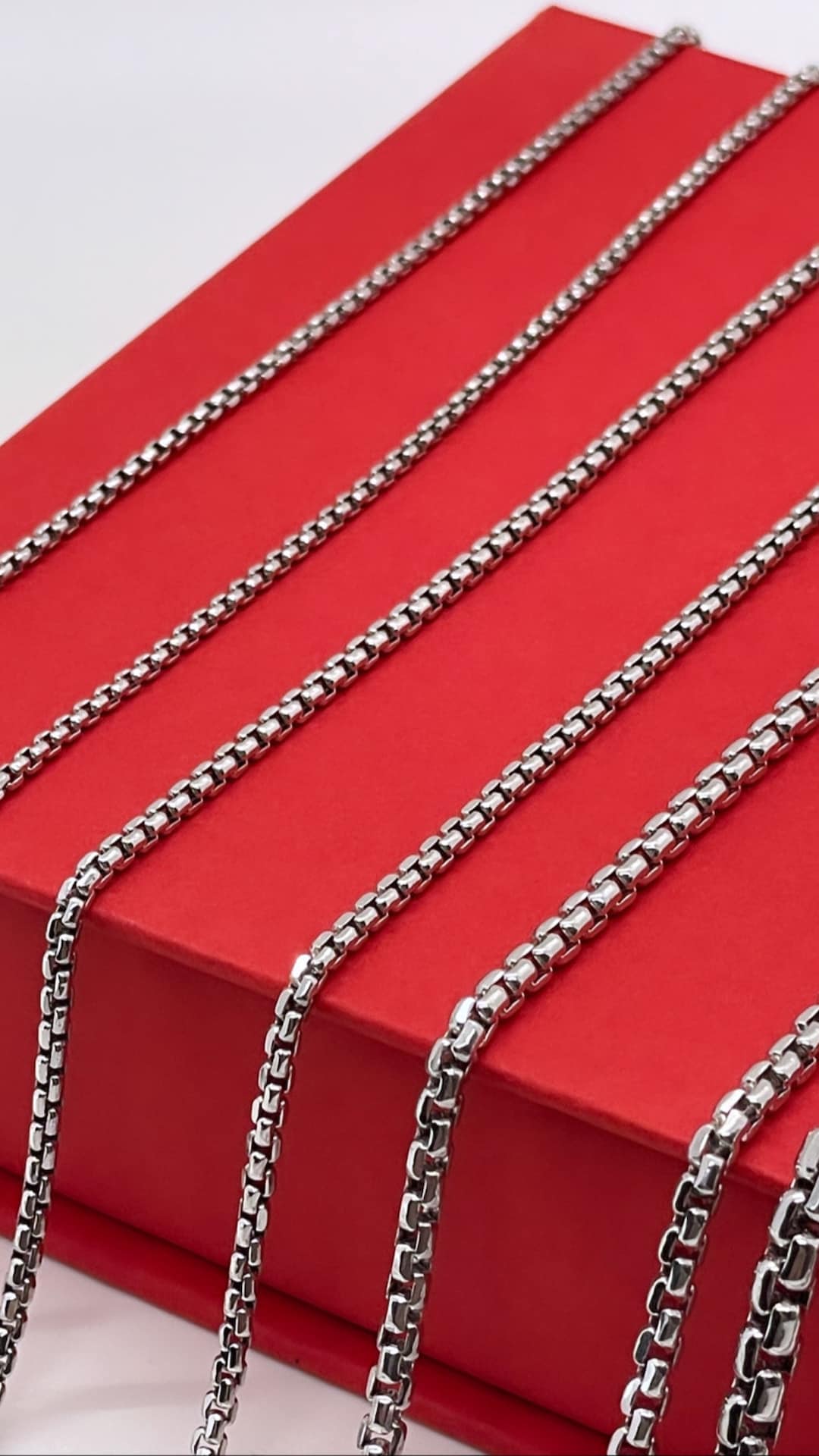 Real Gold Round Box Chain Necklace, 14k White Gold Box Chain,14k Ladies