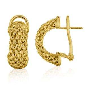 14k Gold Huggie Half Hoops Earrings | Chunky Hoop Earrings | Gold Hoops | 14k Hoop Earrings | Huggie Hinged Hoop Earring | Gold Huggie