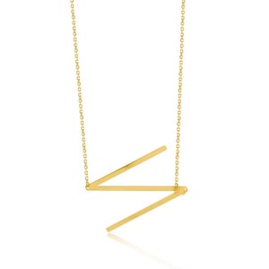 Colar com inicial em ouro amarelo 14K | Colar com iniciais assimétricas personalizadas | Colar com letra e nome inicial em ouro real 14k | Corrente de ouro
