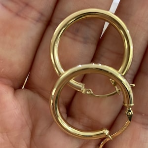 14k Yellow Gold Hoop Earrings | Real Gold Classic Hoops | Delicate Hoop Earrings | Bold and Classy 3mm Hoops | Bridesmaid Earring Gift