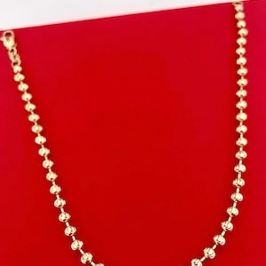 14k Yellow Gold Ball Bead Chain | Dog Tag Necklace | Ball Chain - 14k Yellow Gold Chain | Ball Bead Chain Italian Necklace 2,3,4 mm 16-24 in