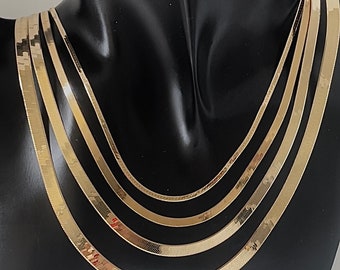 14k echte massief gouden visgraat slang choker ketting, visgraat choker ketting voor vrouwen, 3,8 mm 16,18,20 in