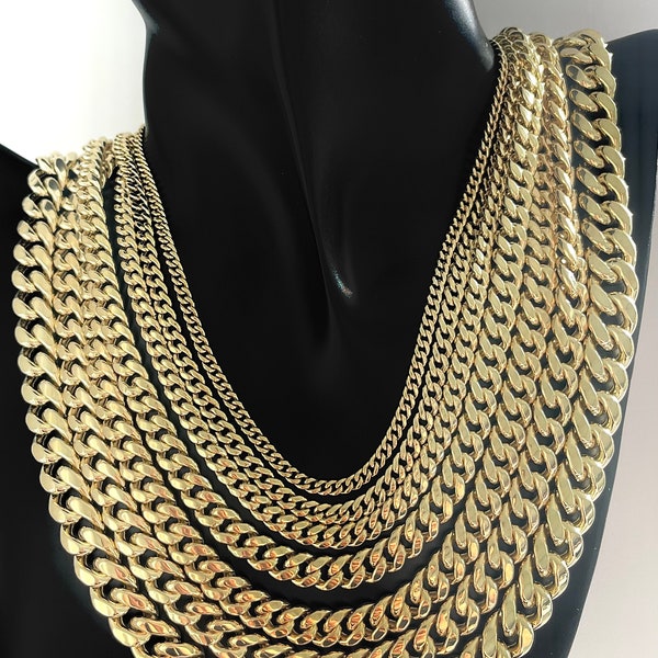 10k Gold Cuban Link Chain, 10k Solid Miami Cuban, 10k Miami Cuban Chain Necklace, Real Gold Chain