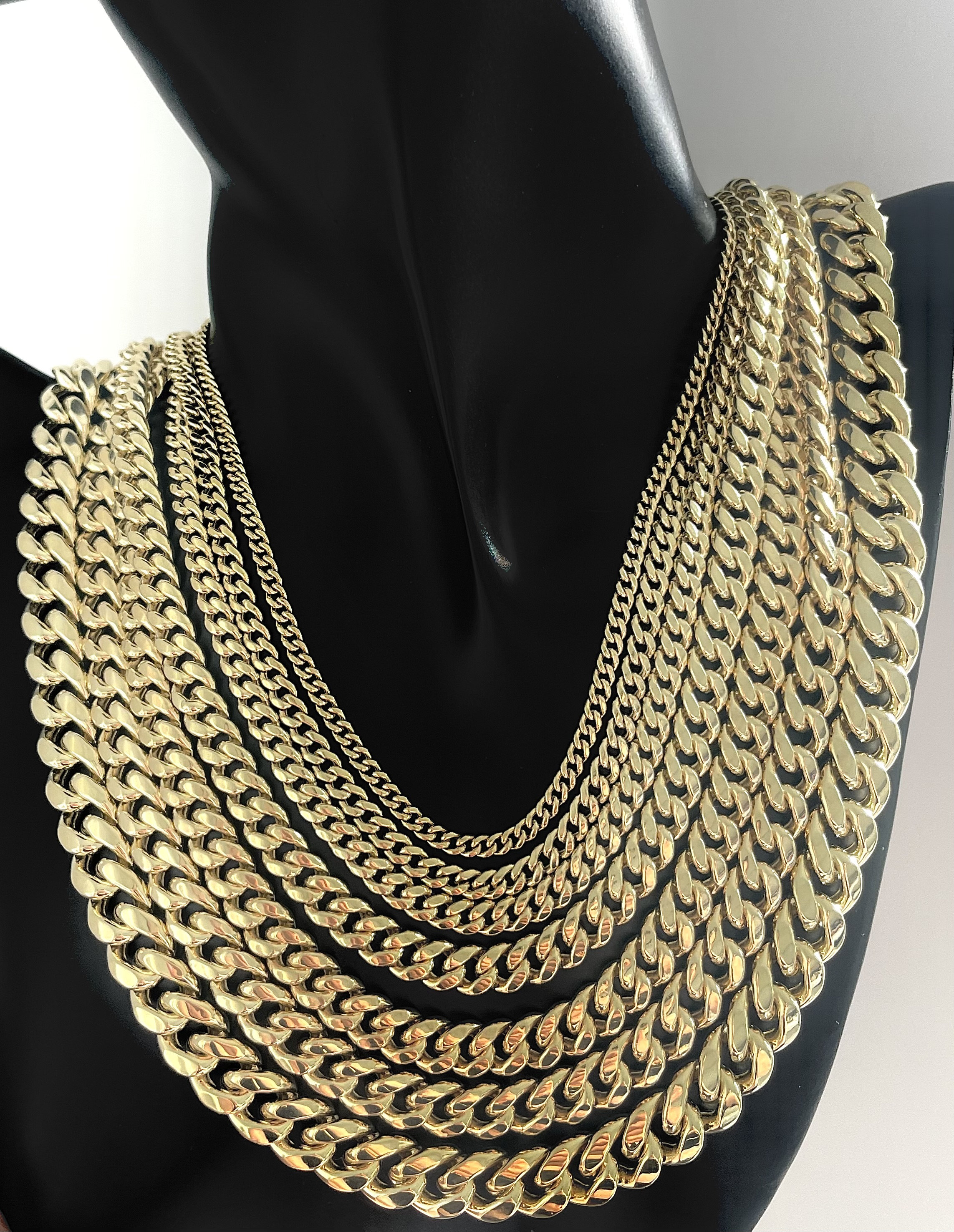 14k Gold Miami Cuban Link Chain Necklace 14k Real Gold Miami - Etsy