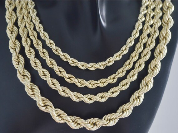 14K イエローゴールド ロープチェーン 約5mm 約60cm ネックレス ブレスレット ロープチェーン ネックレス メンズ レディース ステンレス ゴールド 太め 約5mm