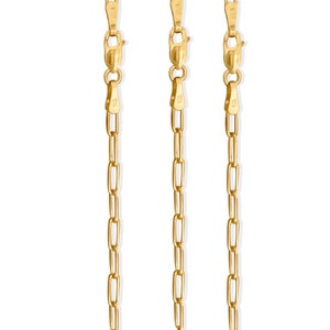18K Yellow Gold Paperclip Necklace | Italian Paperclip Chain Necklace | Paperclip Link Chain Necklace - 1.5mm 16,18,20 inches