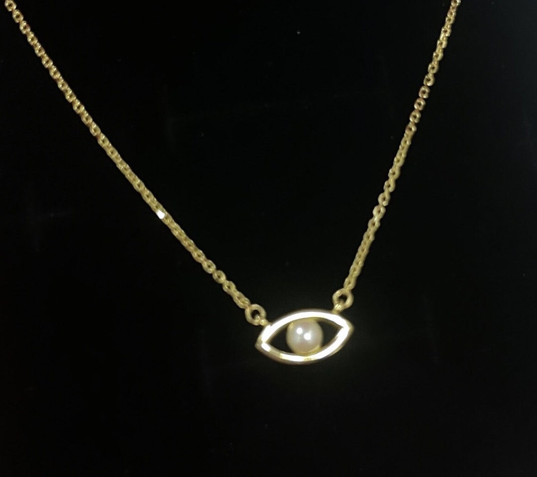 Evil Eye Necklace Chain, 14k Gold Evil Eye Charm Necklace