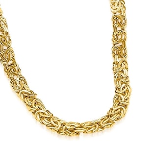 14k Byzantine Men Women Bracelet | Flat Byzantine Bracelet | Byzantine Bracelet | Thick Link Chain Bracelet | King Chain 6mm 18, 7.25 inch