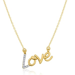14k Yellow Gold Dainty Initial Love  Name Necklace | Initial Chain Necklace | Custom Necklace for Women | Letter Necklace |