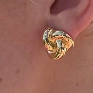 Silver Gold Plated Puffed Knot Studs | Chunky Stud Earrings | Love Knot Stud Earrings | Trendy and Unique | Minimalist Earrings Gift