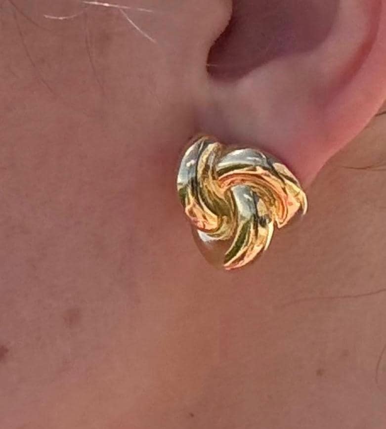 Silver Gold Plated Puffed Knot Studs | Chunky Stud Earrings | Love Knot Stud Earrings | Trendy and Unique | Minimalist Earrings Gift