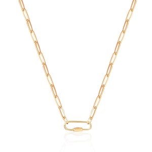 14k Yellow Gold Paperclip Chain Necklace | Pin Pendant Paperclip Chain | Gold Paperclip Chain Necklace | 18Inch Italian Paperclip Chain