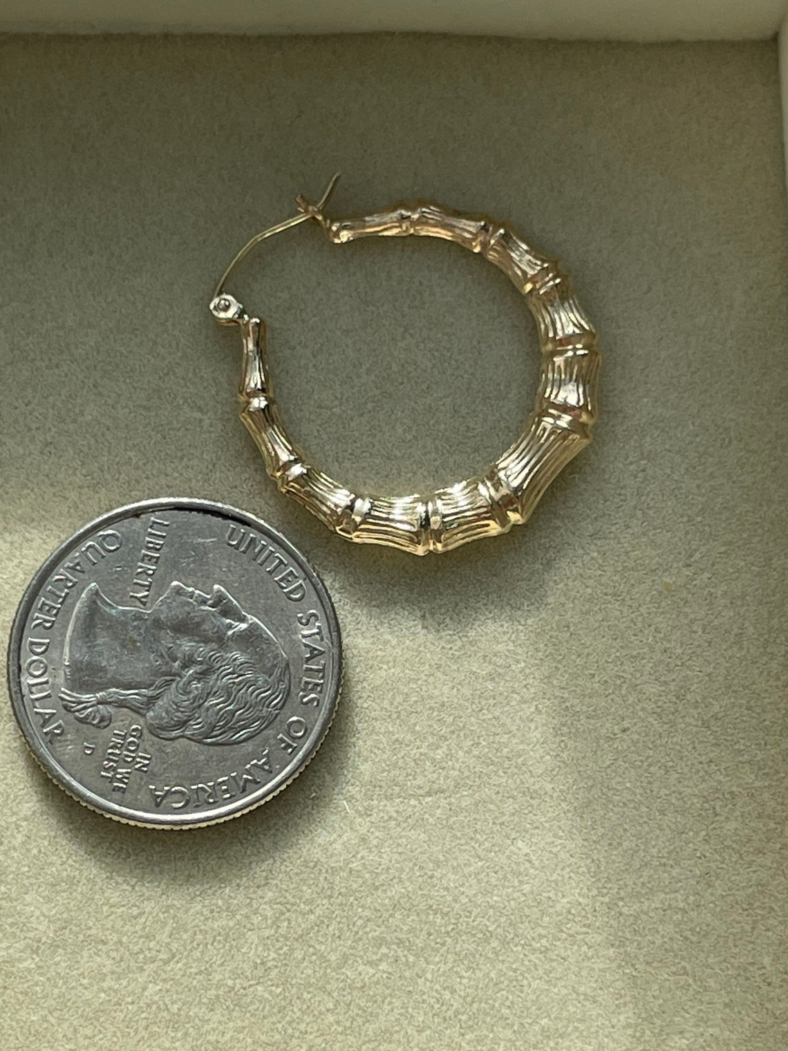 14k Real Gold Bamboo Hoop Earrings Bamboo Earrings Gold Etsy