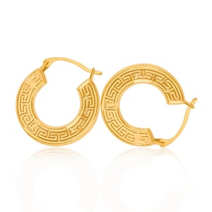 10k Yellow Real Gold Greek Hoops Huggie Earrings, Small Everyday Greek Hoop Earrings, 10k Yellow Gold Hoops, 10k Hoop Earrings