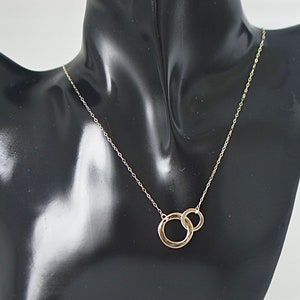 14k Gold Linked Circles Necklace, Cable Chain, Dainty Necklace, 18 inch