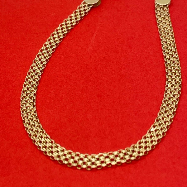 14k Real Solid Gold Bismarck Chain Necklace Choker, Bismark Chain Necklace, Ladies Fancy Link 4.7mm 16,18,20 inches