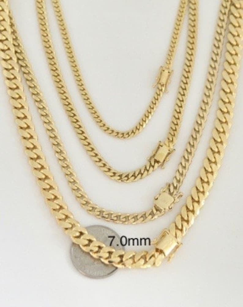 10k Solid Real Gold Men Miami Cuban Link Chain Man Necklace,real Gold ...