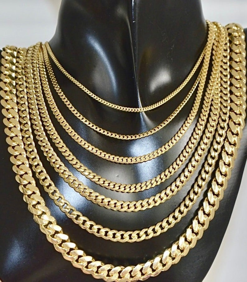 10k Solid Real Gold Men Miami Cuban Link Chain Man Necklace,real Gold ...