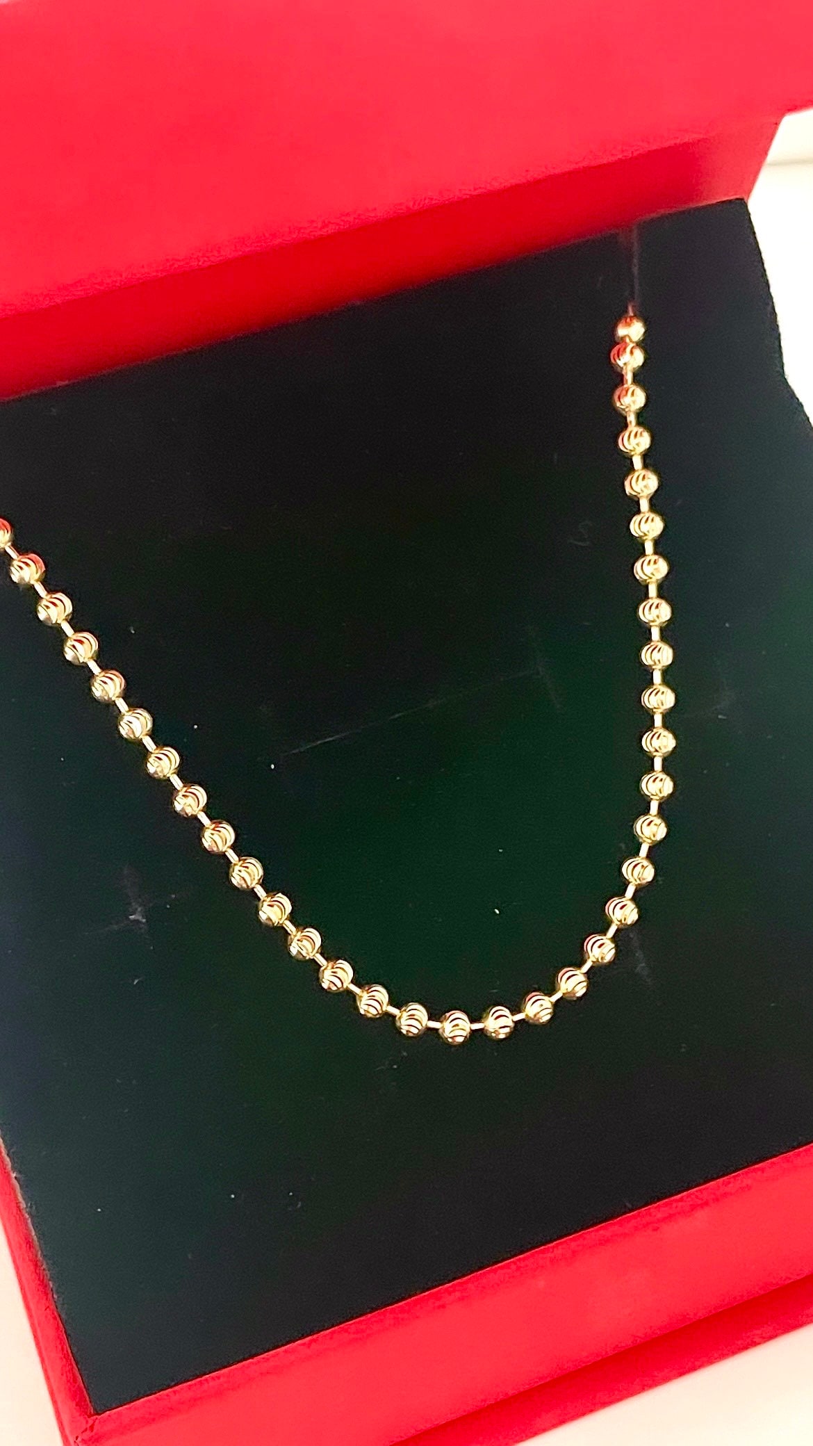 14k Gold Ball Bead Chain, SOLID Dog Tag Necklace, Army Chain, Gold Ball