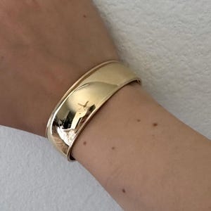 14k Real Gold Solid Gold Bangle Cuff Bracelet, Solid Gold Bangle, 14k Real Gold Cuff Bracelet 7 inch