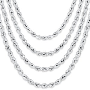 10k Weiß Solid Gold Seil Kette Halskette | 10K Gold Seil Halskette | Damen Goldkette | Mann Goldkette | -Kette zum Layern | 1.5mm-4.0mm