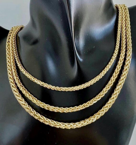 14k Yellow Gold Fancy Wheat Franco Chain Necklace | Wheat Chain Necklace | Franco Chain Necklace | Wheat Franco Chain