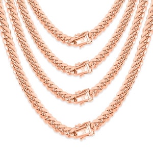 14k Solid Rose Gold Miami Cuban Chain | Miami Cuban Link Necklace | 14k Cuban Chain | Real Gold Chain | Cuban Curb Link Chain Necklace