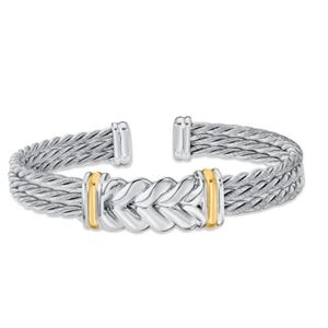 18k Gold & Silver Braided Bracelet Cuff Bangle | Fancy Bracelet Bangle | No Fade Classic Braided Bracelet | Gold Cuff Bracelet